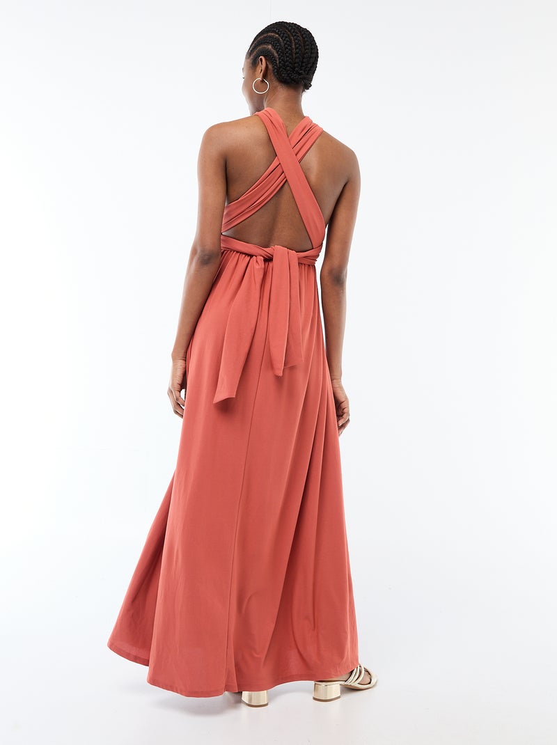 Vestido comprido multiposições Laranja - Kiabi