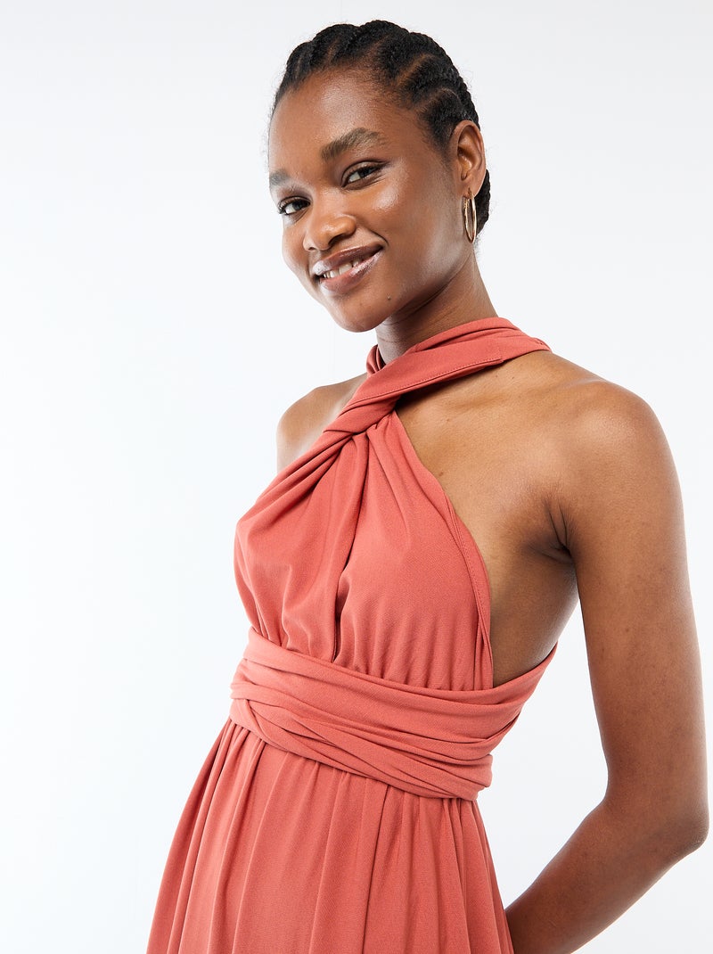 Vestido comprido multiposições Laranja - Kiabi