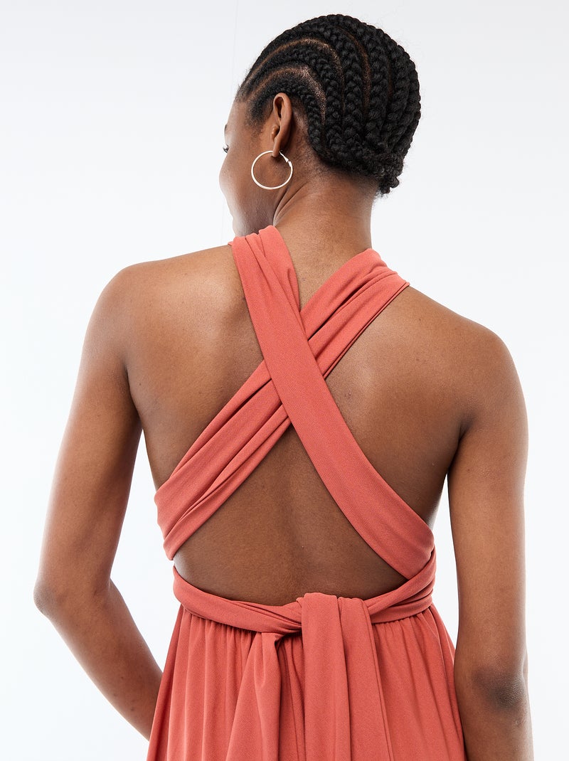 Vestido comprido multiposições Laranja - Kiabi