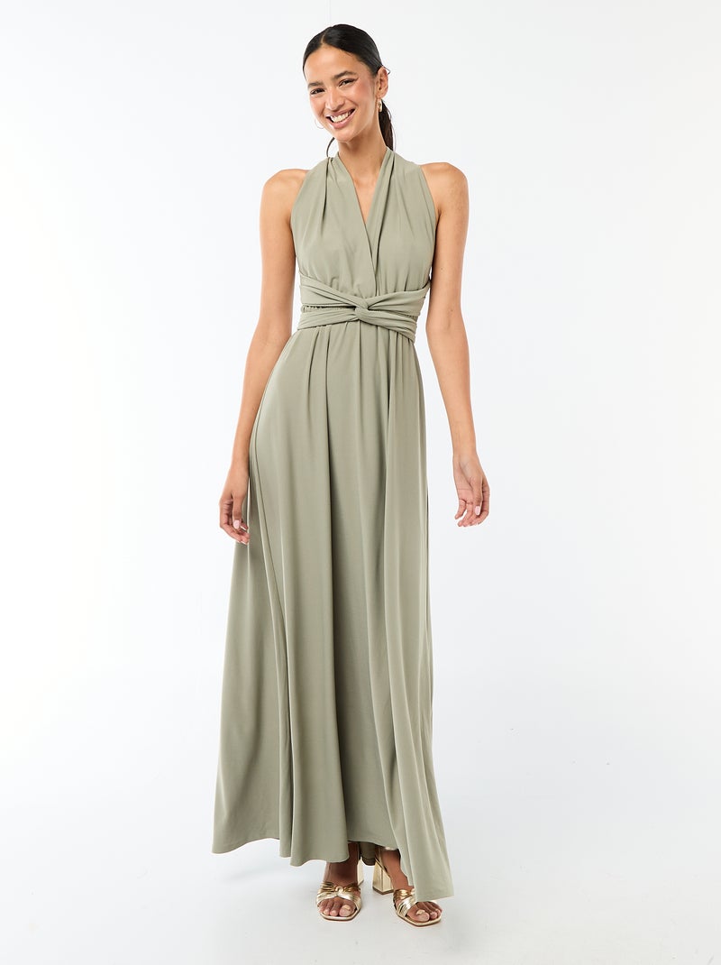 Vestido comprido multiposições Verde - Kiabi