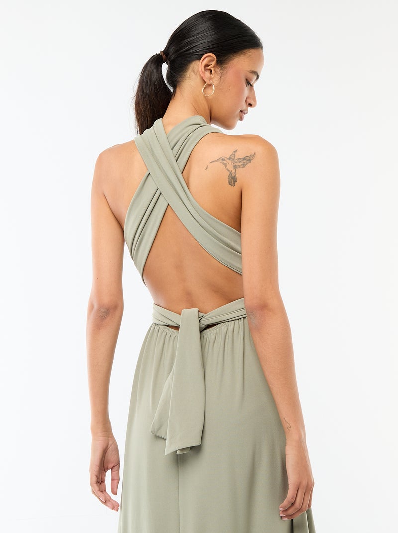 Vestido comprido multiposições Verde - Kiabi
