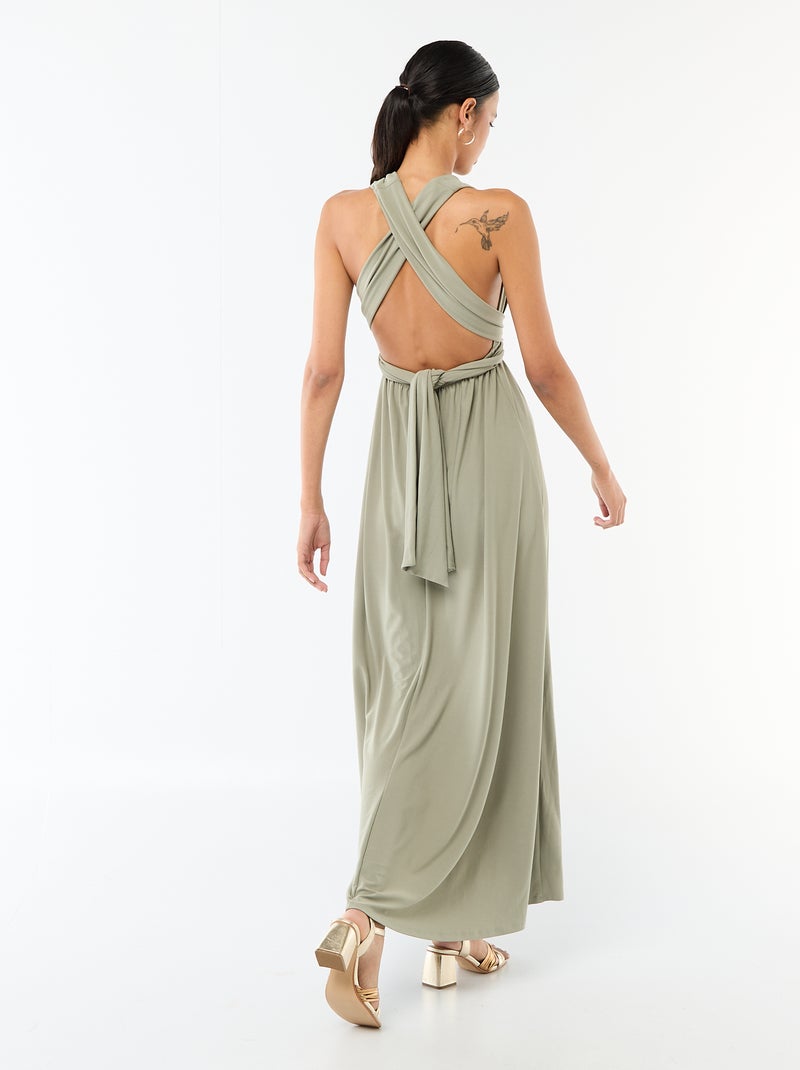 Vestido comprido multiposições Verde - Kiabi