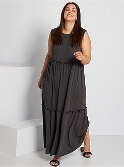 Vestido comprido nervurado - Kiabi