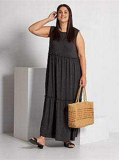 Vestido comprido nervurado - Kiabi