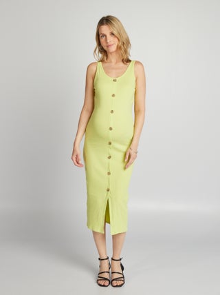 Vestido comprido nervurado de gravidez