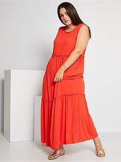 Vestido comprido nervurado - Kiabi