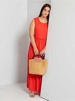 Vestido comprido nervurado - Kiabi