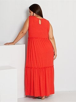 Vestido comprido nervurado - Kiabi