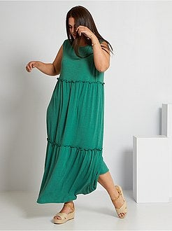 Vestido comprido nervurado - Kiabi