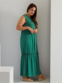 Vestido comprido nervurado - Kiabi