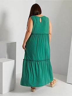 Vestido comprido nervurado - Kiabi