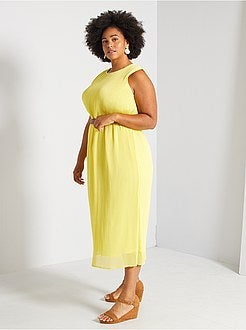 Vestido comprido plissado - Kiabi