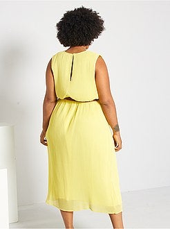 Vestido comprido plissado - Kiabi