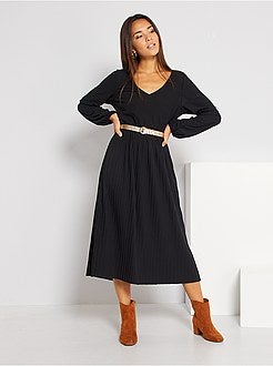 Vestido comprido plissado 'JDY' - Kiabi