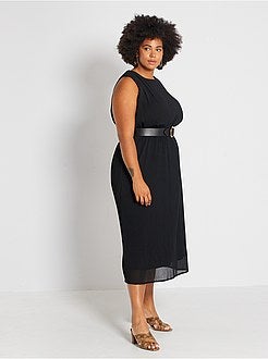 Vestido comprido plissado - Kiabi