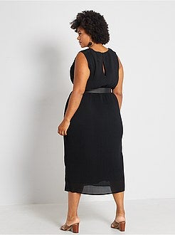 Vestido comprido plissado - Kiabi