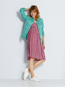 Vestido comprido plissado - Kiabi