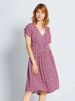 Vestido comprido plissado - Kiabi