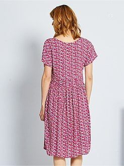 Vestido comprido plissado - Kiabi