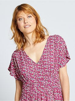 Vestido comprido plissado - Kiabi