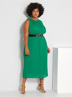 Vestido comprido plissado - Kiabi