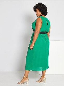 Vestido comprido plissado - Kiabi