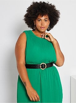 Vestido comprido plissado - Kiabi