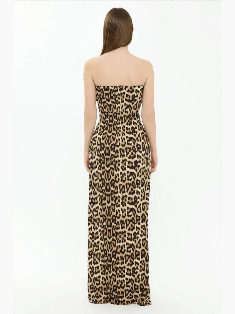 Vestido comprido sem alças com estampado animal hiccup Multicolorido - Kiabi