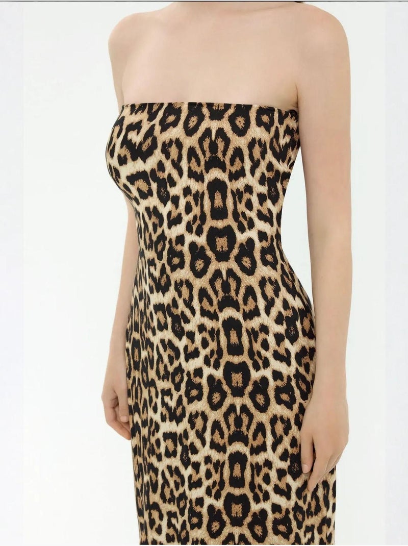 Vestido comprido sem alças com estampado animal hiccup Multicolorido - Kiabi