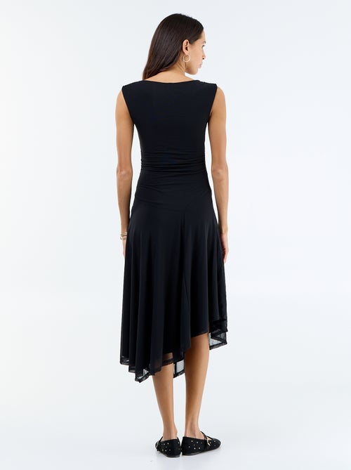 Vestido comprido sem mangas com bainha assimétrica - Kiabi