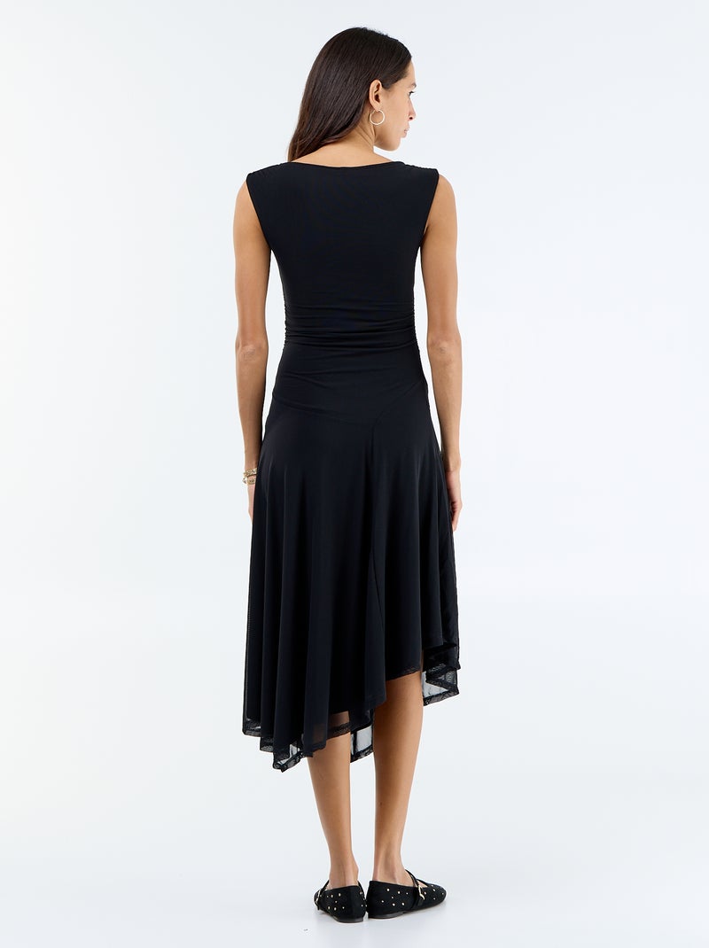 Vestido comprido sem mangas com bainha assimétrica Preto - Kiabi