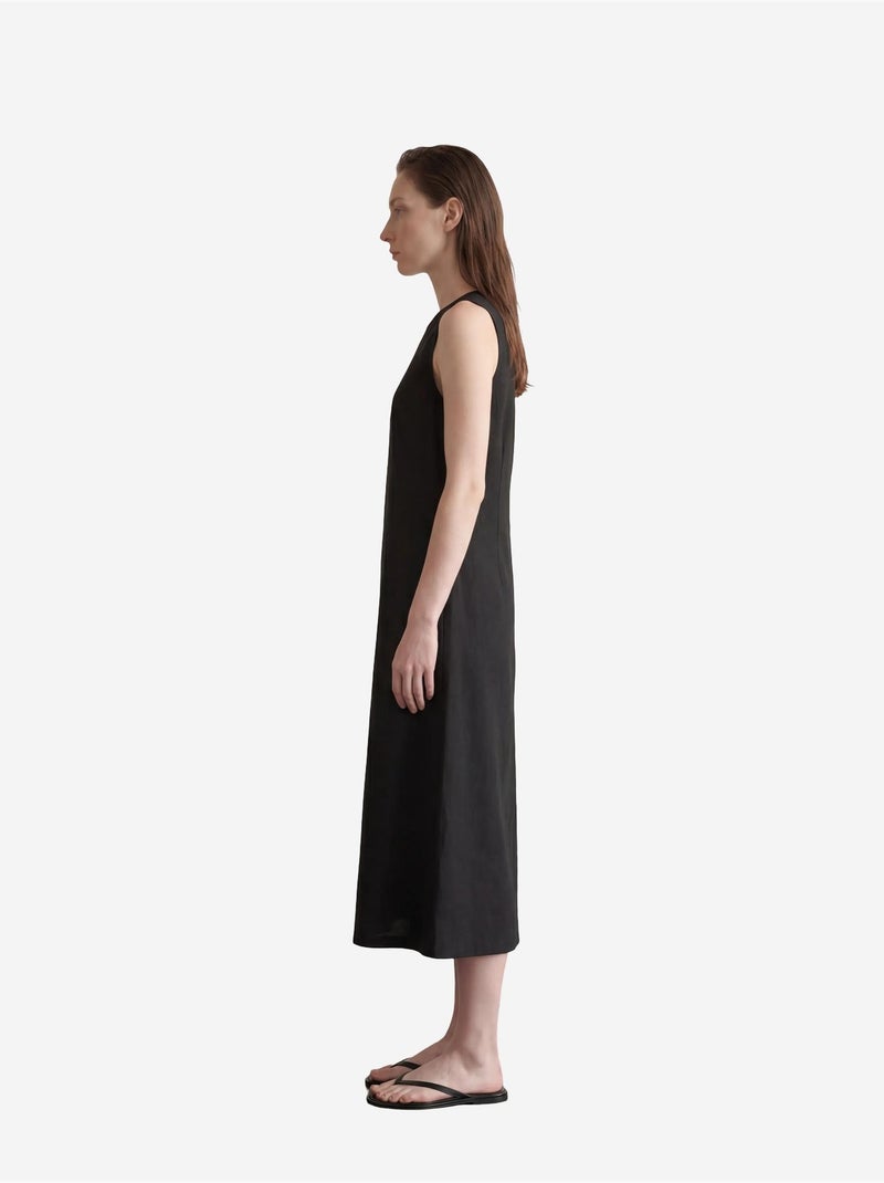 Vestido comprido sem mangas com gola em u e recorte. My fashion Preto - Kiabi