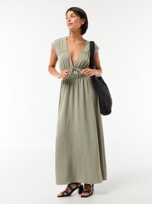 Vestido comprido sem mangas com nó - Kiabi