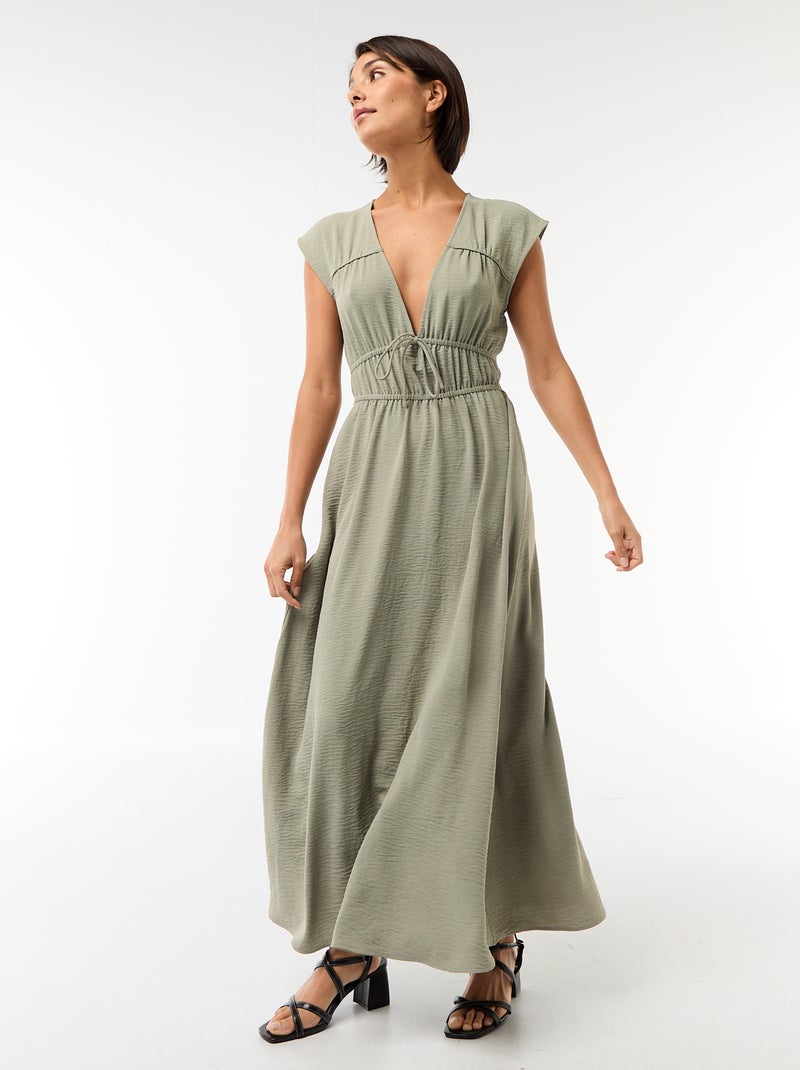 Vestido comprido sem mangas com nó Verde - Kiabi
