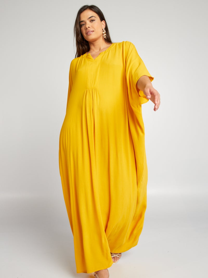 Vestido comprido tipo jelaba AMARELO - Kiabi