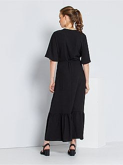 Vestido comprido trespassado - Kiabi