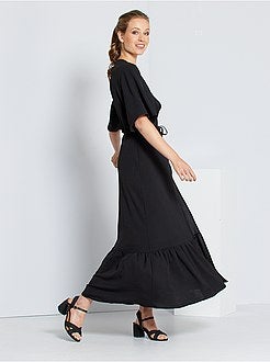 Vestido comprido trespassado - Kiabi