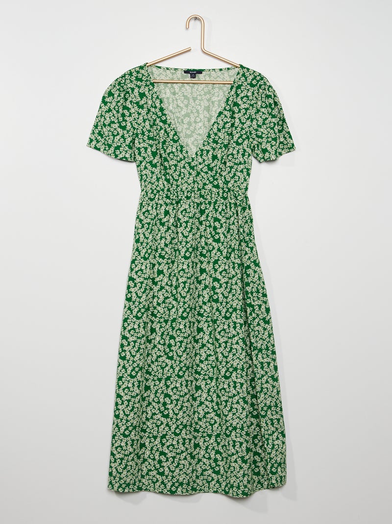 Vestido comprido trespassado VERDE - Kiabi
