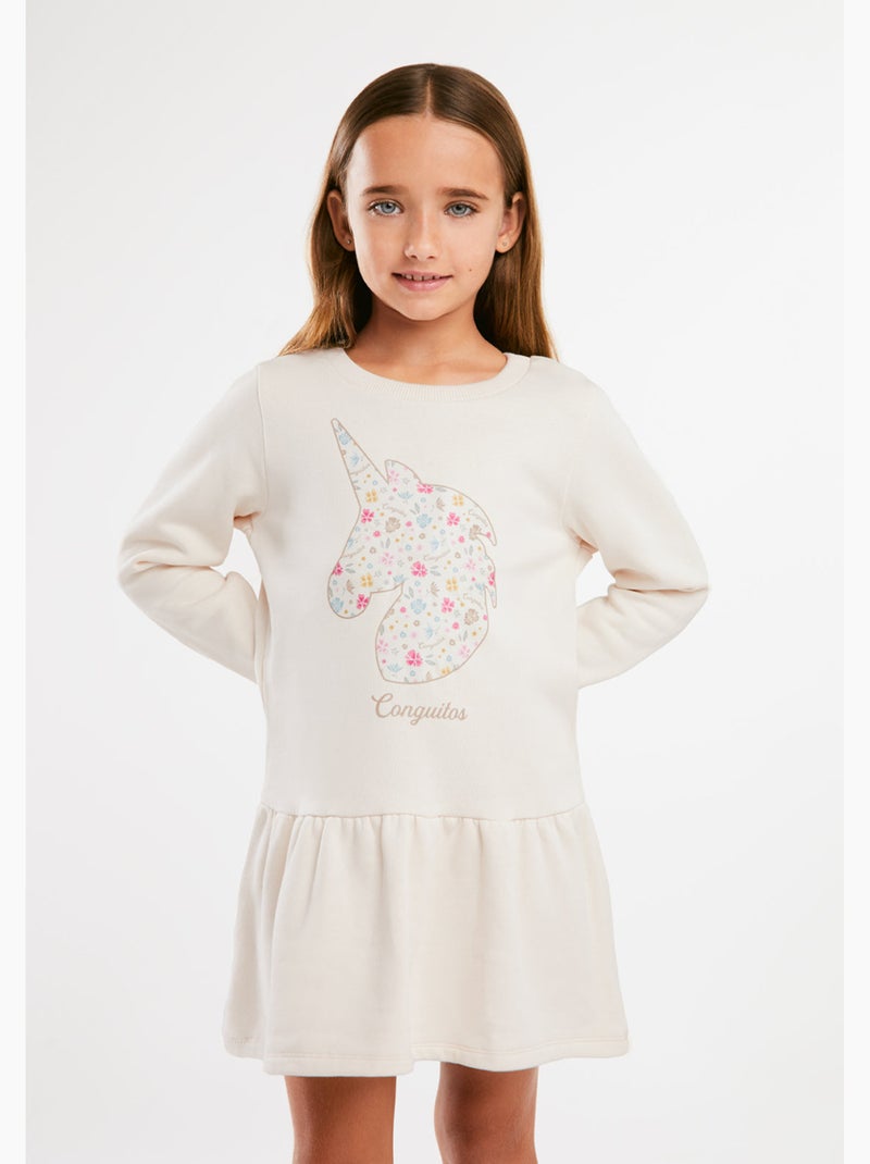 Vestido conguitos Bege - Kiabi
