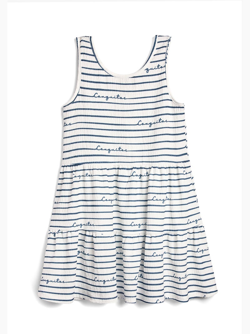Vestido conguitos strips Azul-marinho - Kiabi