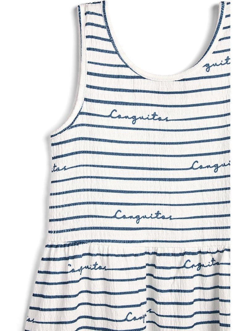 Vestido conguitos strips Azul-marinho - Kiabi