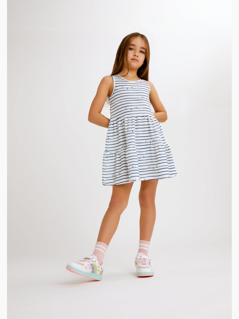 Vestido conguitos strips Azul-marinho - Kiabi