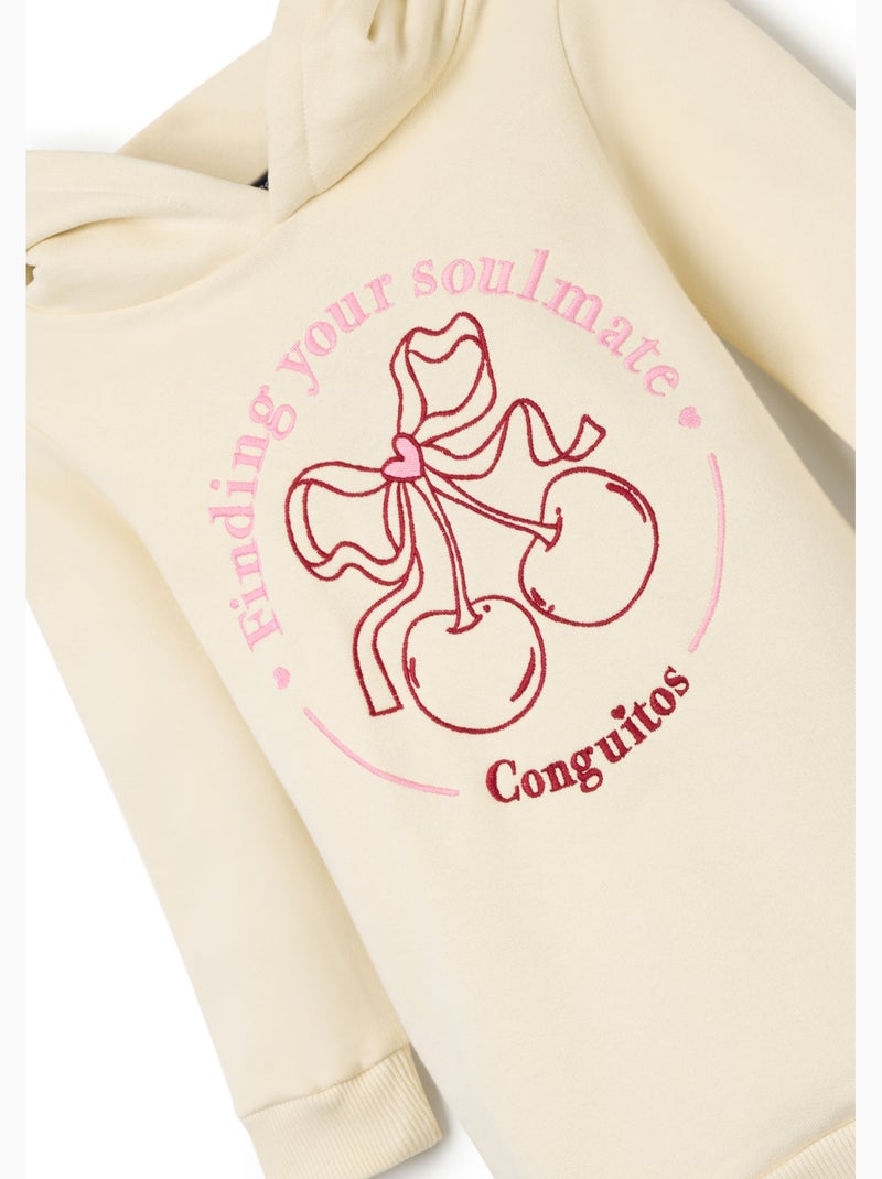 Vestido conguitos sudadera con  capucha cherries Bege - Kiabi
