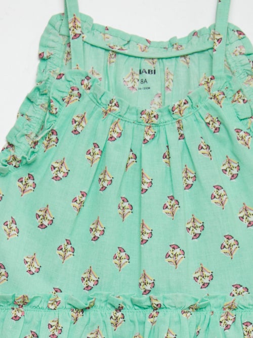 Vestido corola com motivo e base com folhos - Kiabi