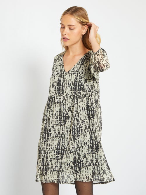 Vestido crepe com estampado 'tie and dye' - Kiabi