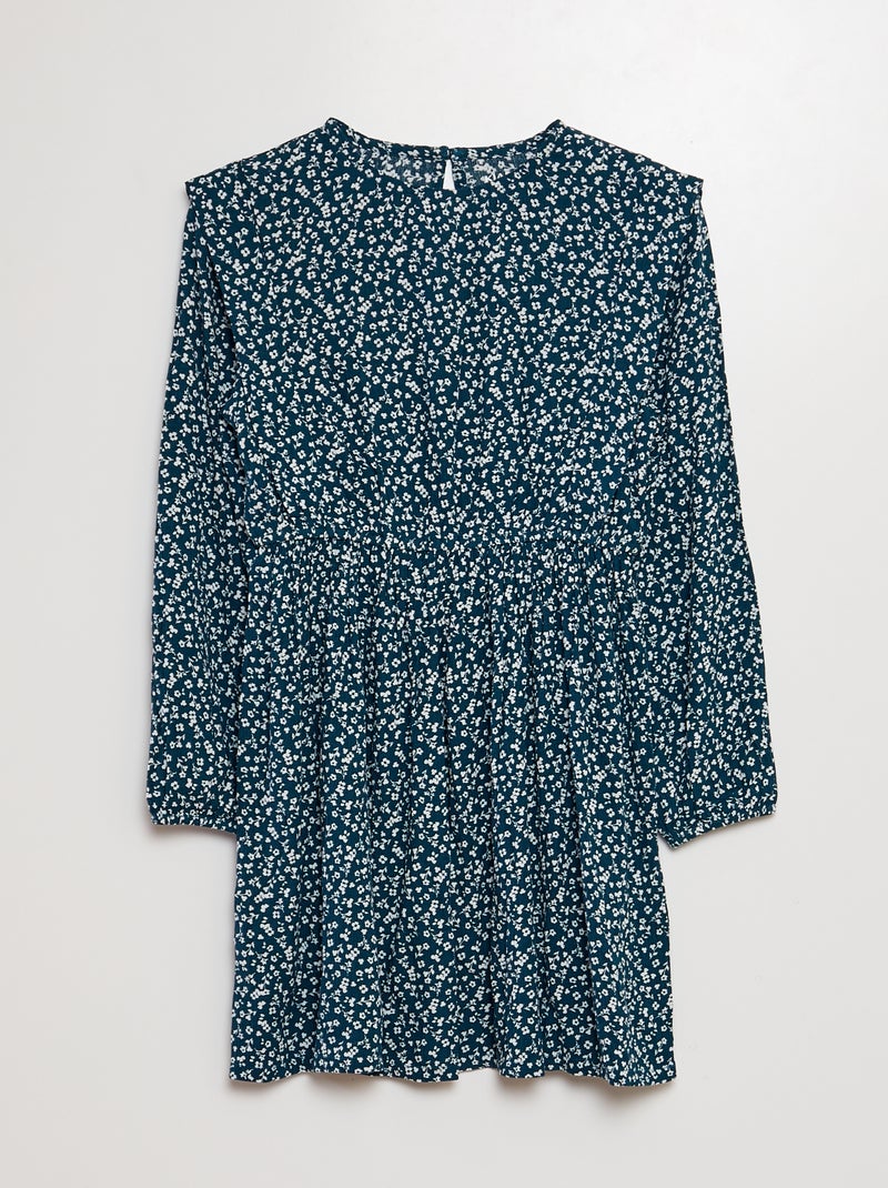 Vestido crepe de manga comprida VERDE - Kiabi