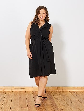 Vestido cruzado com cinto - Kiabi