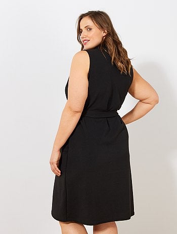 Vestido cruzado com cinto - Kiabi