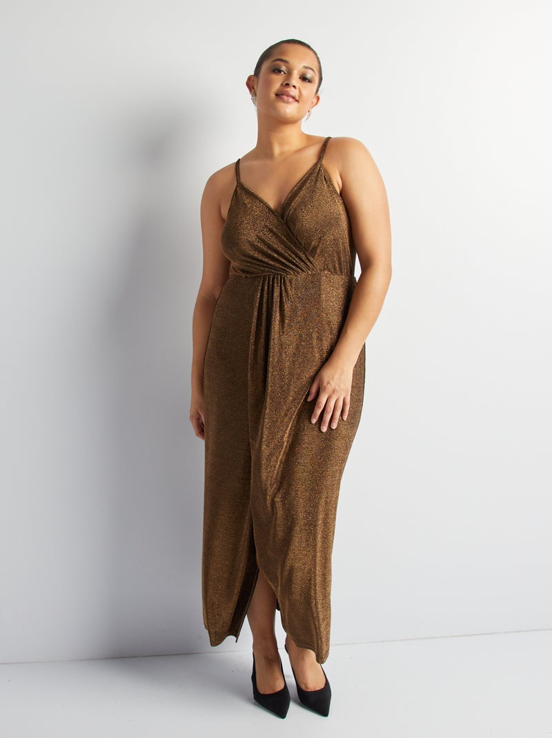 Vestido cruzado em malha AMARELO - Kiabi