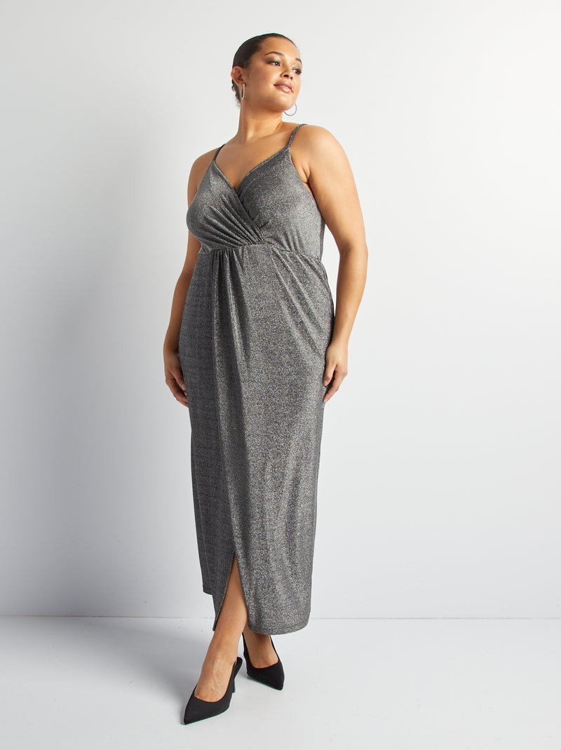 Vestido cruzado em malha CINZA - Kiabi